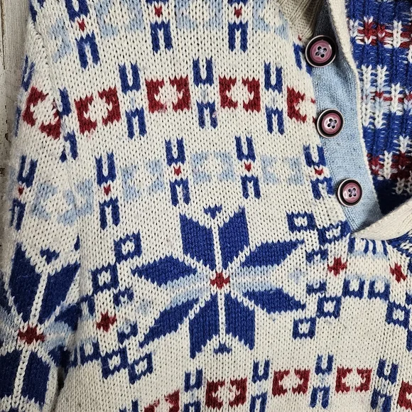 Nautica Men's Wool Blend 1/4 Button Fair Isle Snowflake Sweater Size XL - Picture 8 of 14
